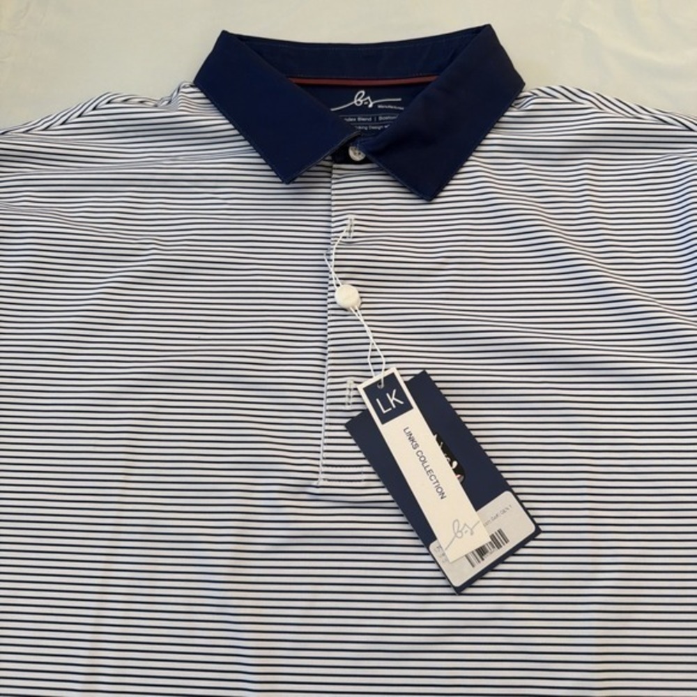 Boston Scott  New Mens XXL Golf Shirt blue/white Links Collection‎ NWT      751